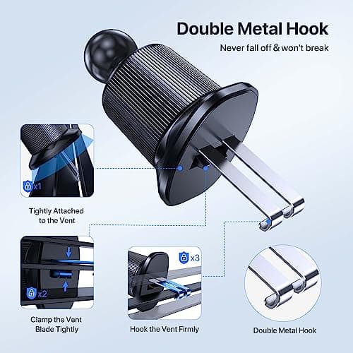miracase 2nd Generation Car Phone Holder, Air Vent Phone Holder for Cars 360° Rotation, Universal Mobile Phone Mount Automobile Cradles for Vent Van iPhone 17 16 15 14 Pro Max 13 12 11 Samsung — view 4