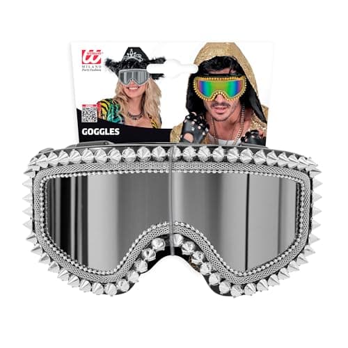 W WIDMANN MILANO Party Fashion - Mirrored ski goggles with studs and rhinestones, accessory carnival, fun goggles for après-ski party, festival — view 2