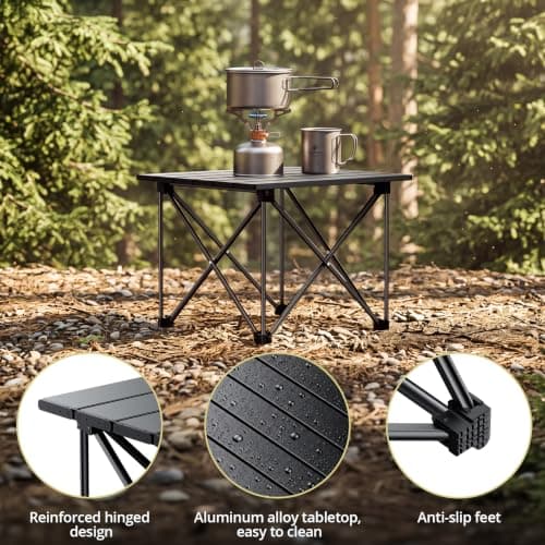 Anbte Ultra-Light Small Camping Table, X-Frame & 4 Vertical Rods, Black — view 5