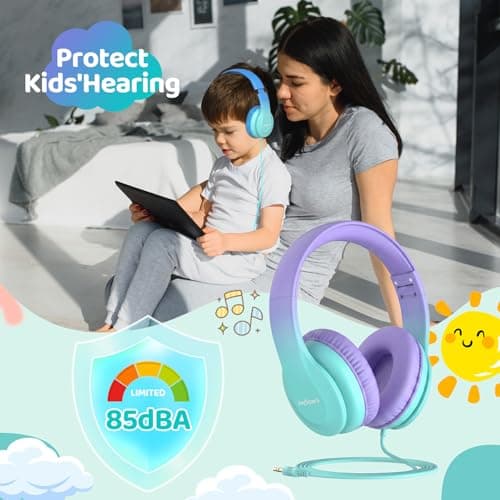 JoySpark Kids Headphones for School Toddler, 3.5mm Jack, Gradient Purple — view 4