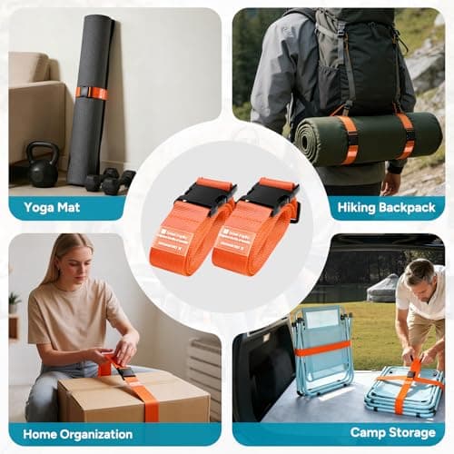 travel inspira Luggage Strap 2 Packs, Travel Suitcase Straps (Orange) — view 6