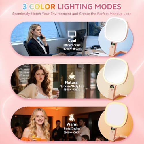 Auxmir Magnifying Makeup Mirror, 30X/1X Rechargeable, LED Time Display — view 3