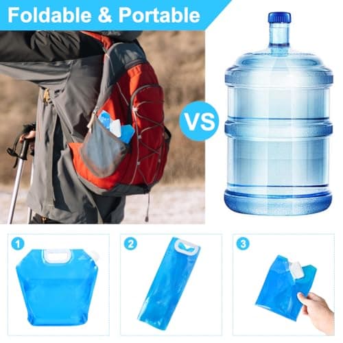 flintronic 2Pcs Collapsible Water Container, Large Capacity Foldable Water Container, Portable Carrier Water Bag Reusable, BPA-Free, for Sport, Hiking, Camping, BBQ (5L+10L) — view 4