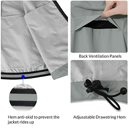 baleaf Waterproof Jacket Mens Cycling Jackets Reflective Running Outdoor Rain Coats Lightweight for Men Walking Hiking Packable Grey XL — view 3