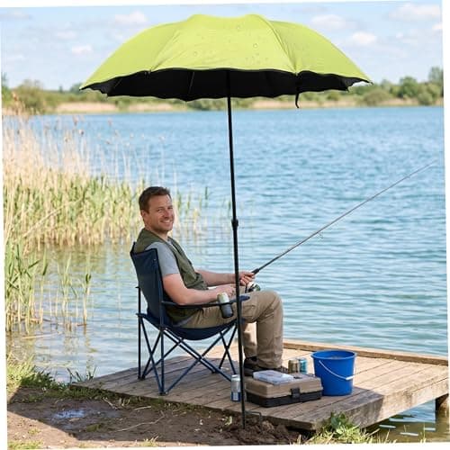 Ameble Folding Travel Rain Umbrella with UV Protection, Adjustable Height & Ground Stake Plant Umbrella for Garden, Fishing, Beach, Sun Shade, Green — view 3