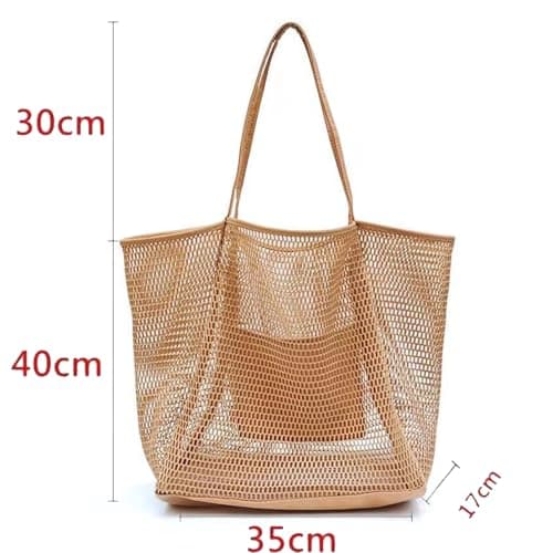 HAORQEE Extra Large Mesh Beach Tote Bag, Lightweight Foldable with Zip — view 5