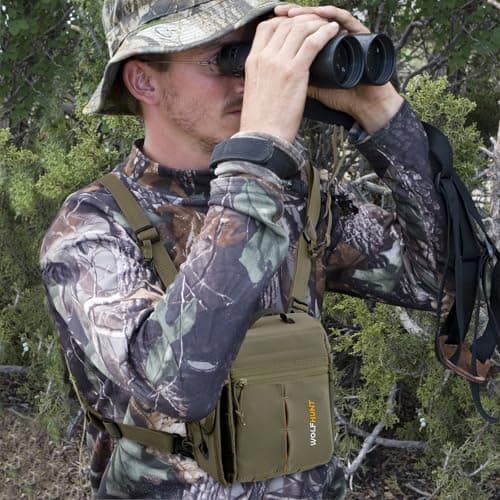 WOLFHUNT Binocular Harness Chest Pack Magnetic Closure, Bino Case with Detachable Rangefinder Pouch, Camouflage Bino Bag with Adjustable Strap for Hunting, Field Observation — view 4