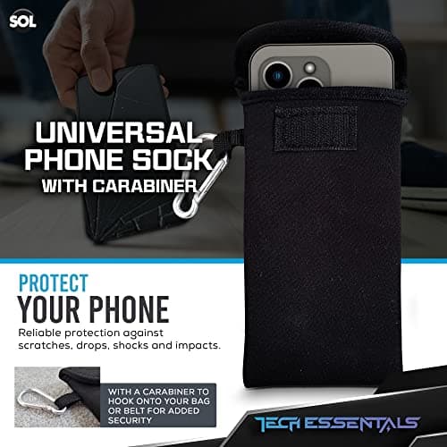 SOL 1pk Phone Sock with Carabiner - Neoprene Phone Pouch - Phone Sleeve — view 2