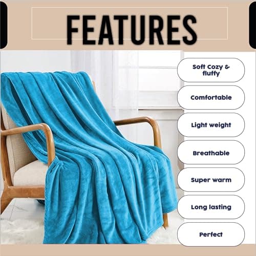 Home In Style 4U Flannel Fleece Blankets Turquoise Blue, 130 x 150cm — view 5