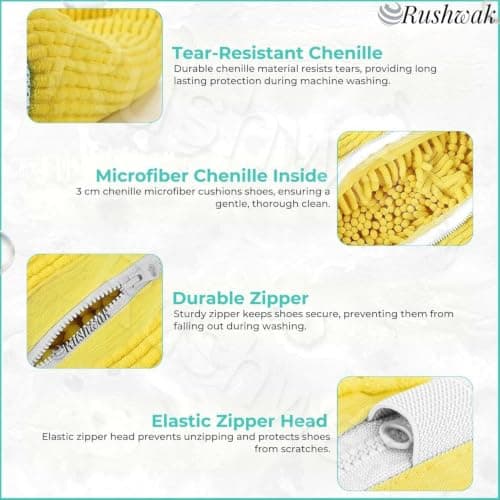 Rushwak Shoe Washing Machine Bag Laundry Shoes Bag for Washer and Dryer Reusable and Durable Zipper Plush Washing Machine Bags for Sneakers, Running Shoes, Sock and Toys — view 2