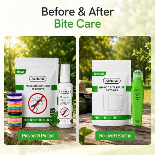 Anbar 4-Pack Outdoor Mosquito & Insect Repellent Bundle - Natural Deet-Free Protection Mosquito Repellent Bracelets, Mosquito Repellent Body Spray, Bite Relief Pen, Itch Relief Patches Adults & Kids — view 3