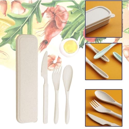 5 Sets Travel Cutlery - Portable Picnic & Camping Lunch Cutlery Set with Case - Reusable Spoon Fork Sets — view 3