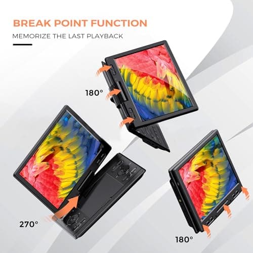 Portable DVD Player, 10.5" Large HD Screen, Free Rotation, Power Outage Memory+Sync TV/Projector, Support DVD/SD/USB, Kids Travel Entertainment,Black — view 5