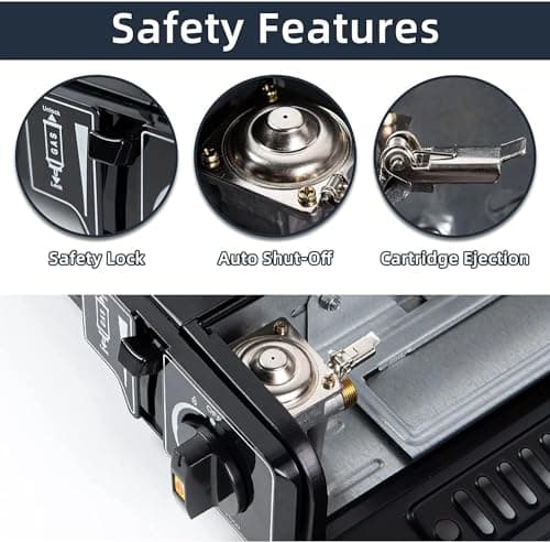 Top Home Solutions® Camping Stove - Portable Gas Stove Black With Carry Case & 8 Butane Gas Canisters, Heat Control, EN417 Compliant, Auto Ignition, Camping Cooker for Picnic, Garden & Outdoor — view 3
