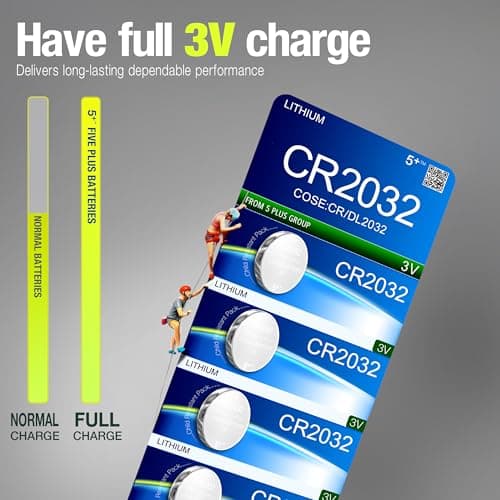 CR2032 DL2032 ECR2032 BR2032 3V Lithium Coin Cell Batteries (5 Pack) – Long Lasting Button Battery for Car Key Fobs, Watches & Small Electronics — view 5