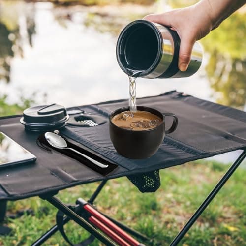 Camping utensils set, ReaNea Camping Plates And Bowls Set With Coffee Mug, Travel Cutlery Set Include Spoon, Fork, Knife for Home, Poolside, Outdoor, Picnic, Camp — view 6