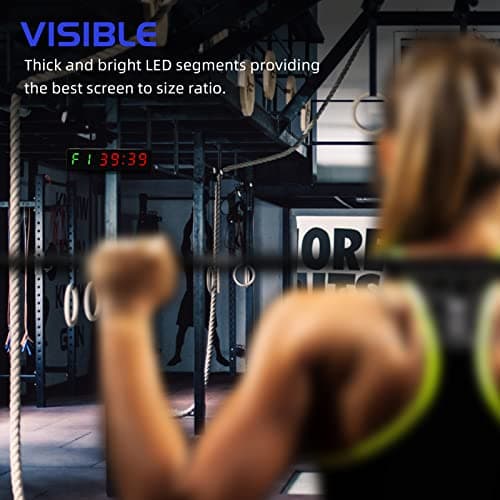 Jhering Gym Timer, Portable, Interval Timer with Rechargeable Battery and Built-in Magnet, LED Digital Anti Vertigo Display, Upgraded Workout Clock for Home Gym Garage Fitness(1" Carbon Fiber) — view 4