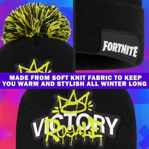 Fortnite Beanie Hat for Boys & Teens, Warm Knitted Winter Hat, Winter Accessories for School Travel Days Out, Gifts for Gamers (6-14 Years, Black/Yellow) — view 4