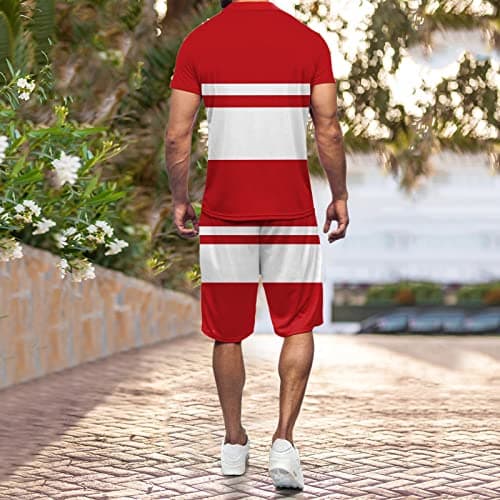 Mens Casual Sets 2 Piece Outfits Summer 2 Piece Outfits Fashion Casual Short Sleeve Polo Tracksuit Set for Men Sweat Outfit Sets Loungewear for Travel — view 5