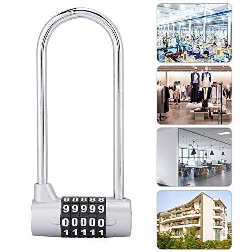 U Shaped Cabinet Combination Lock, Resettable Gate Lock (Silver) — view 6