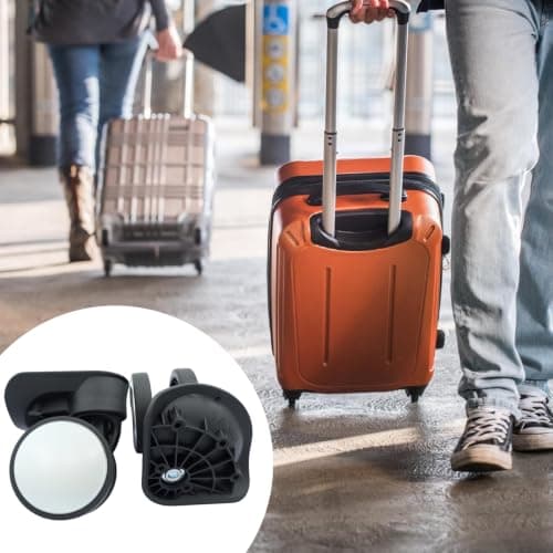 swynrf Luggage Replacement Wheels Pair Spinner Wheel Set with Mounting Plate, 2.36in Diameter, Black Suitcase Repair Assemblies — view 3