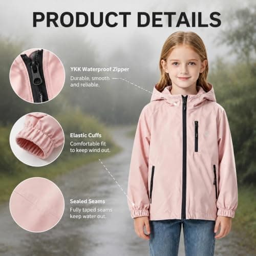 Kioeok Boys Girls Waterproof Jacket Lightweight Kids Rain Coats — view 4