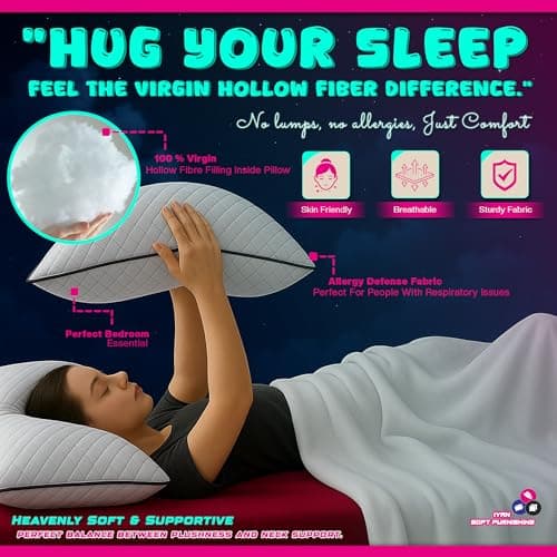 Ultrasonic Quilted Grey Pipiing Hollowfibre Pillows 4 Pack – Luxury Firm & Plump Bed Pillows for Sleeping, Hypoallergenic Down Alternative Bounce Back, Side & Stomach Sleepers, Dust Mite Resistant — view 5