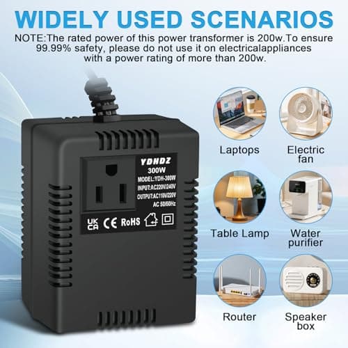 300W Step-Down Power Supply voltage converter 220V/240V to 110V/120V(UK Plug), Smart and Efficient Temperature-Protected Adapter, Suitable for WiFi, POS Machines and Power Bank — view 4
