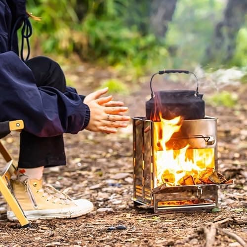 REDCAMP Camping Wood Burning Stove, Stainless Steel Portable Foldable Stove — view 2
