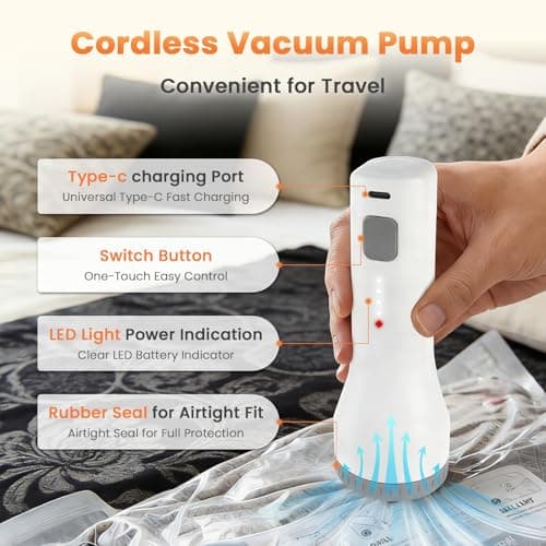 15 Vacuum Storage Bags for Travel and Clothes with Rechargeable Pump 60KPa — view 3