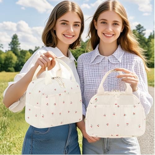 Binoster Lunch Bags for Women Insulated Cooler Lunch Bag Adults Kids Packed Lunch Box Tote Bag Cute Girls Ladies Lunch Bags for Work School Picnic Travel Beach Gifts for Women Her Wife Preppy Stuff — view 6