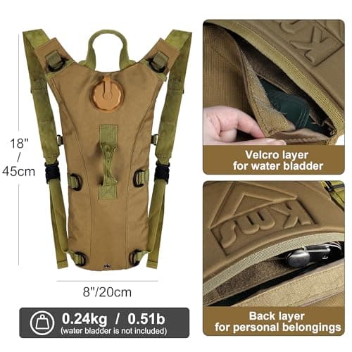 Outplea Military 3L Hydration Backpack with Water Bladder, Lightweight Army Hydration Pack for Cycling Hiking MTB Motorcycling, Khaki — view 3