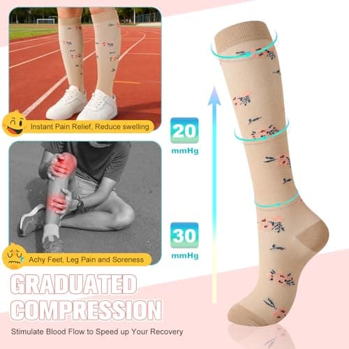 Zuimei 6 Pairs Compression Socks for Women Men — view 3