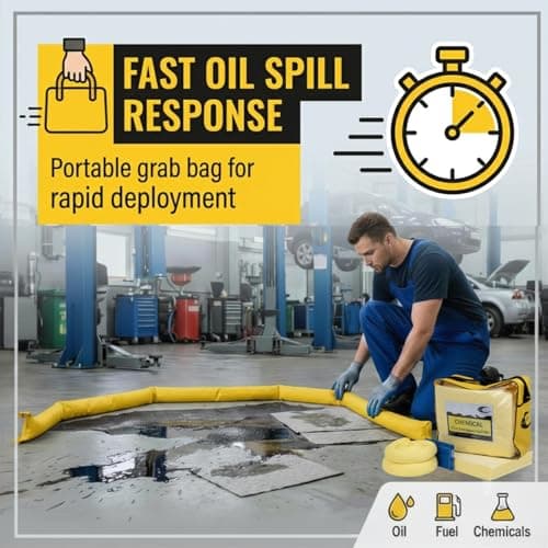 50L Chemical Emergency Spill Kit Grab Bag - Fast Acting Absorbent Pads and Mini Booms for Oil Fuel Chemicals and Hazardous Liquids - Industrial Cleanup for Workshops Garages Laboratories and Vehicles — view 6