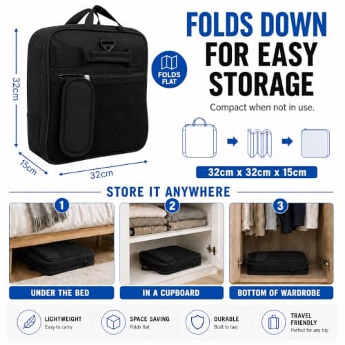 Large Holdall with Wheels, 82L Wheeled Duffle Bag, Black Rolling Travel Bag, Soft Luggage with Zipped Pockets for Holidays, Weekend Trips, Sports, Gym & Overnight Travel — view 3