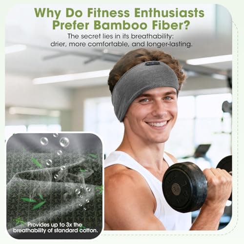 LC-dolida Sleep Headphones Headband Sleeping Headphones, Ultra Soft Bamboo Fibe Bed Headphones with HiFi Speakers Lightweight Sleep Music Headband for Travel/Meditation/Yoga/Audio books — view 3