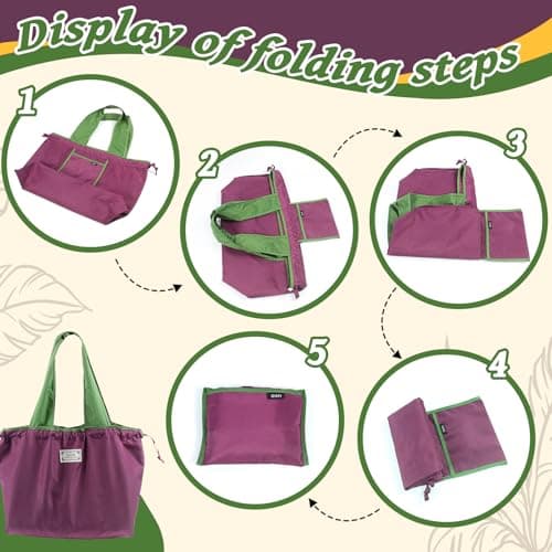 3PCS Reusable Shopping Bag Set, Lightweight Foldable Grocery Bags with Handles, Large Eco Drawstring Tote Bags, Drawstring Waterproof Shopper Bags Great Gift for Wedding Birthday Beach Women Mom — view 6