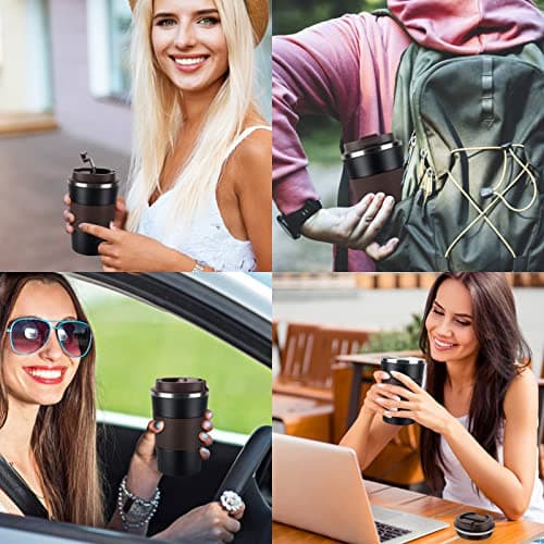 Tlater 380ml Insulated Coffee Cup Travel Mug with Leakproof Lids - Double Walled Vacuum Stainless Steel Travel Coffee Mug for Hot & Cold Drinks — view 6