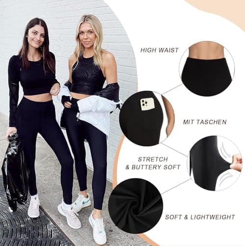 ACTINPUT Leggings for Women UK Soft High Waisted Tummy Control Leggings with Pockets Gym Sports Workout Running Pilates Yoga Pants Ladies Elasticated Trousers for Women My Orders(Navy Blue,S-M) — view 3