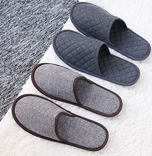 ITODA Portable Travel Slippers Folding Open Toe Sandals Non-Disposable Spa Hotel Slippers Washable Cotton Party Guest Room Indoor Shoes Women Men Business Anti-skid Trip Flight Slipper (Grey 2) — view 5