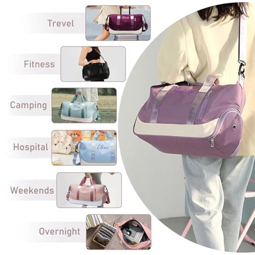 Personalized Waterproof Duffle Bag - Custom Embroidered, Pink — view 6