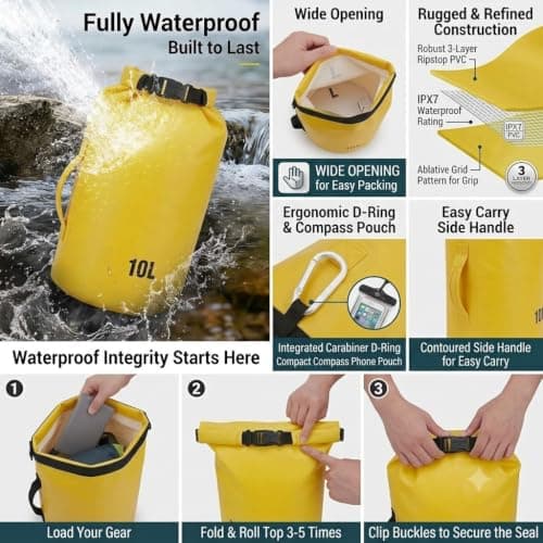 Waterproof Dry Bag 10L Roll Top Waterproof Bag for Outdoor Adventures — view 3