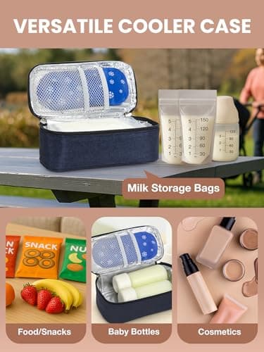 WIBOND Breast Milk Bag, Real-Time Temperature Display Cooler Travel, Holds 4-6 Breastmilk Storage Bag with 2 Ice Pack — view 6