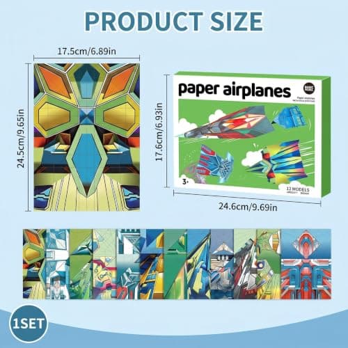 Copbopwn 36 Sheets Paper Airplane Kit DIY Origami Set for Kids 6-12 with Storage Box, Foldable Paper Planes Book for Aircraft Craft Activity, Creative DIY Toy for Boys & Girls, 17.5x24.5CM — view 2