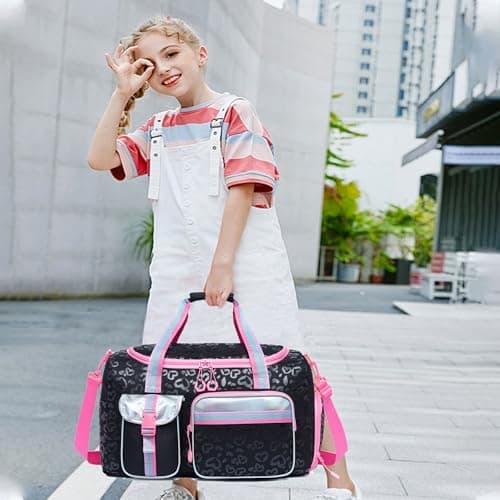 Kids Duffle Bag Girls Women Travel Bag Gifts Overnight Bag for Girls Women Tote Bag Sleepover Bag for Girls Gym Dance Bag with Shoes Compartment — view 6