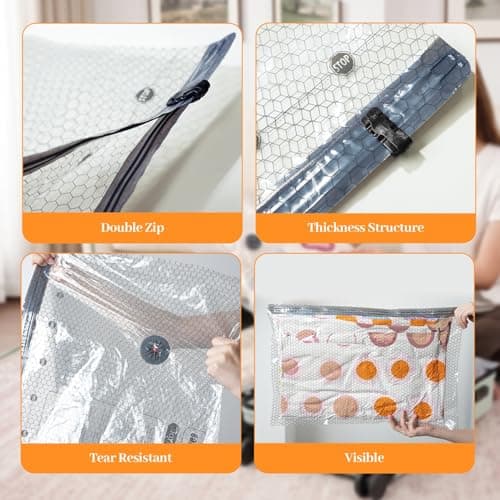 ADTO Vacuum Storage Bags, 15 Pack Travel Vacuum Bags with Cordless Electric Pump, Small/Medium/Large Vacuum Pack Bags for Travel, Space Saver Compression Bags for Clothes, Suitcase, Luggage — view 6