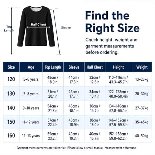 Baogaier Boys Thermal Tops Fleece Base Layer Winter Undershirt 9-10 Years — view 6