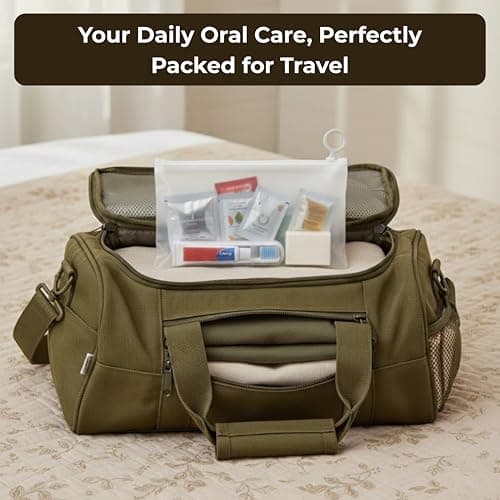 Mini Travel Toothbrush and Toothpaste Set, 4 Folding Compact Toothbrushes with 4 Mini 5g Toothpaste Tubes and Travel Bag, Portable Oral Care Kit for Flights, Work, Camping and Short Trips — view 4