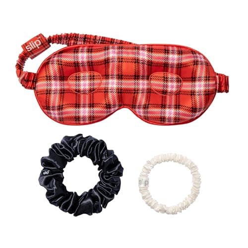 Slip Pure Silk Beauty Sleepover Set - Includes Hazel Contour Mask for Delicate Lashes - Black Large Scrunchie & White Skinny Scrunchie - Limited Edition — view 2
