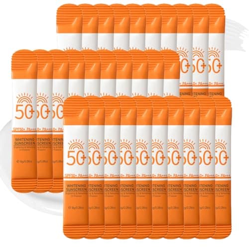 Avvchuy 30 Pack Mini Travel Size Sun Cream SPF 50+, Lightweight Sunscreen Sachets for Face and Body, Waterproof & Non-Greasy Suncream for Daily Use (8g)